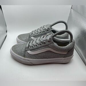 Vans Old Skool women’s silver glitter sneakers size 7